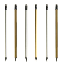 Ξύλινο μολύβι χρυσό - ασημί